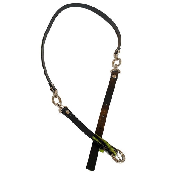 Carlisle Vintage Skinny Black Green Zebra Calf Hair Leather Fashion Belt Sz M - Picture 3 of 10